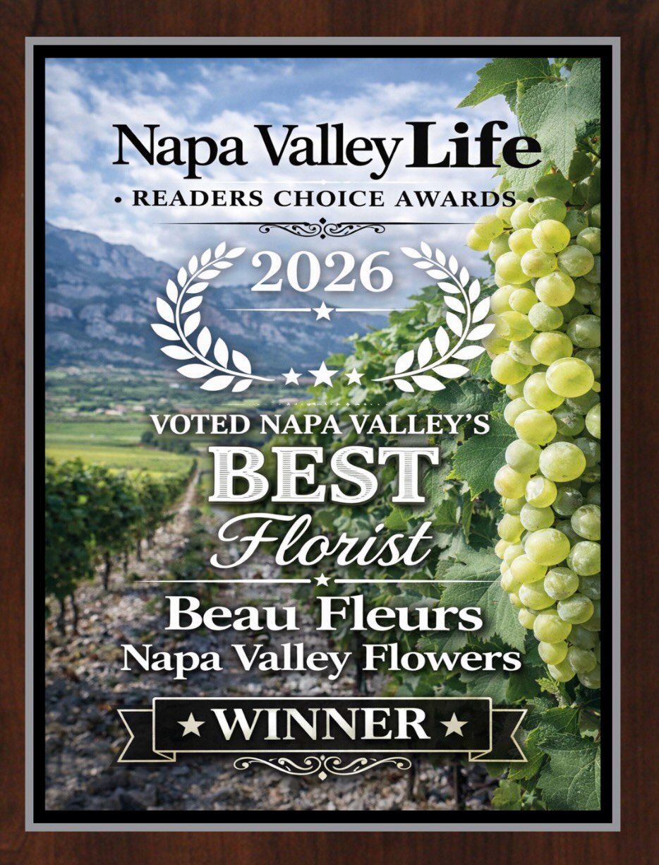 Best florist Napa Valley award Beau Fleurs